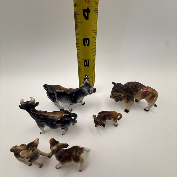 Vintage Bone China Animal Figurines Lot Japan Deer Cow Buffalo Miniatures Set 6 - Picture 5 of 8